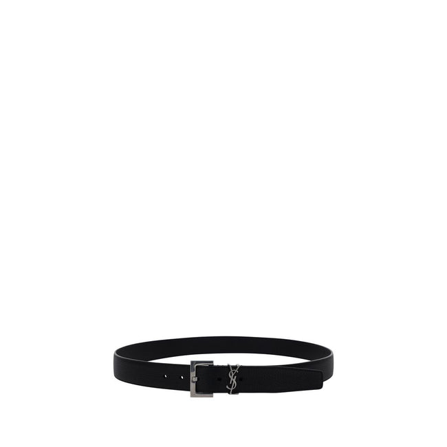 Black Calf Leather Bos Taurus Regular BeltCalfskin Belt by Saint Laurent, loop detail with iconic YSL logo, square metal buckle, adjustable closure. Season: AW25 Composition: 100% Calf Leather Bos Taurus MADE IN ITALYBlack Calf Leather Bos Taurus Regular