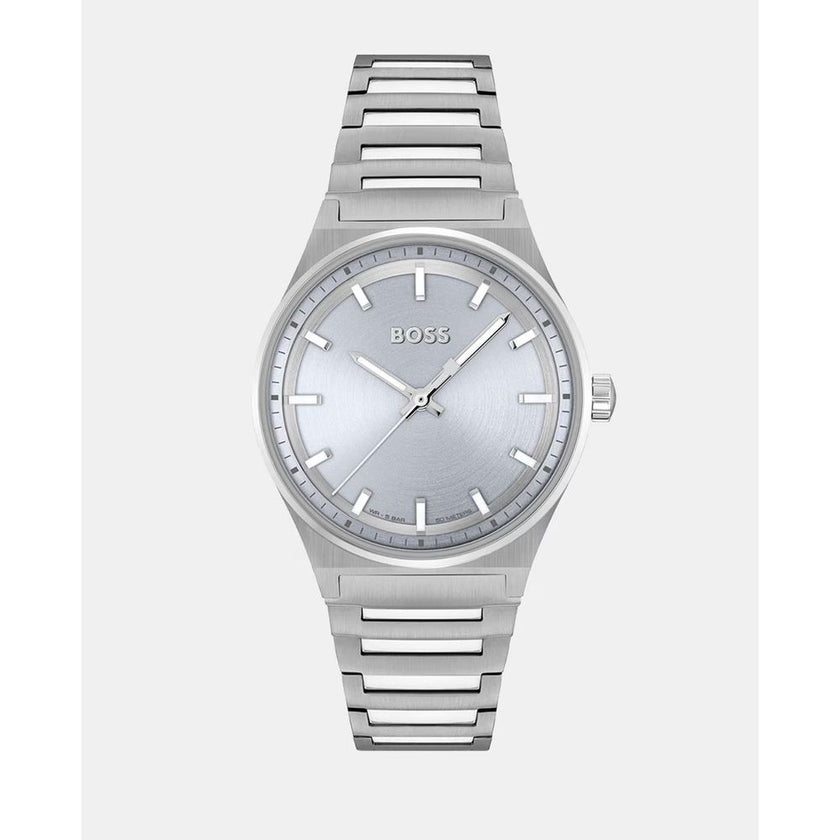 Silver Stainless Steel WatchType of mechanism: QUARTZ.Display: ANALOGICAL.Material Of Case: STAINLESS STEEL.Colour Of Case: SILVER.Material Of Bracelet: STAINLESS STEEL.Colour Of Bracelet: SILVER.Dial Colour:SKY BLUE.Glass type: MINERAL.Clousure: PRESSURE