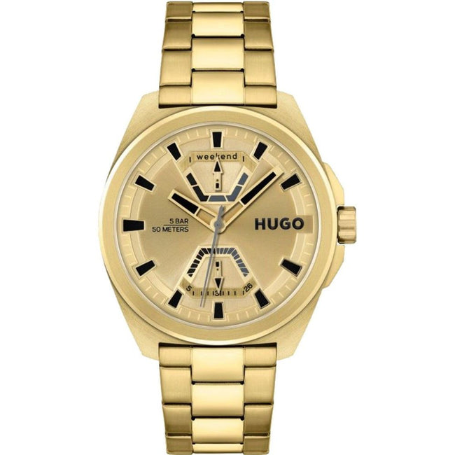 Gold Stainless Steel WatchType of mechanism: QUARTZ.Display: ANALOGICAL.Material Of Case: STAINLESS STEEL.Colour Of Case: GOLDEN.Material Of Bracelet: STAINLESS STEEL.Colour Of Bracelet: GOLDEN.Dial Colour:GOLDEN.Glass type: MINERAL.Clousure: PRESSURE.Wat