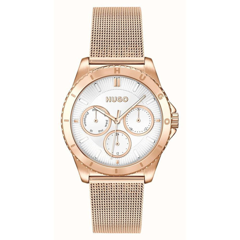 Gold Stainless Steel WatchType of mechanism: QUARTZ.Display: ANALOGICAL.Material Of Case: STAINLESS STEEL.Colour Of Case: GOLDEN.Material Of Bracelet: STAINLESS STEEL.Colour Of Bracelet: GOLDEN.Dial Colour:WHITE.Glass type: MINERAL.Clousure: PRESSURE.Wate