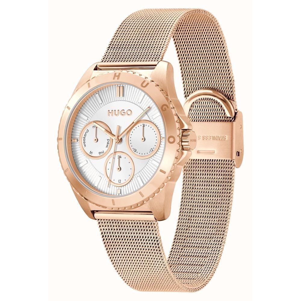 Gold Stainless Steel WatchType of mechanism: QUARTZ.Display: ANALOGICAL.Material Of Case: STAINLESS STEEL.Colour Of Case: GOLDEN.Material Of Bracelet: STAINLESS STEEL.Colour Of Bracelet: GOLDEN.Dial Colour:WHITE.Glass type: MINERAL.Clousure: PRESSURE.Wate