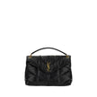 Black Lamb Leather Shoulder BagLambskin LouLou Medium Shoulder Bag by Saint Laurent featuring padded and quilted fabric, front plaque with iconic gold-plated YSL logos, front flap with magnetic closure, double sliding shoulder strap with leather details,