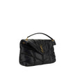 Black Lamb Leather Shoulder BagLambskin LouLou Medium Shoulder Bag by Saint Laurent featuring padded and quilted fabric, front plaque with iconic gold-plated YSL logos, front flap with magnetic closure, double sliding shoulder strap with leather details,