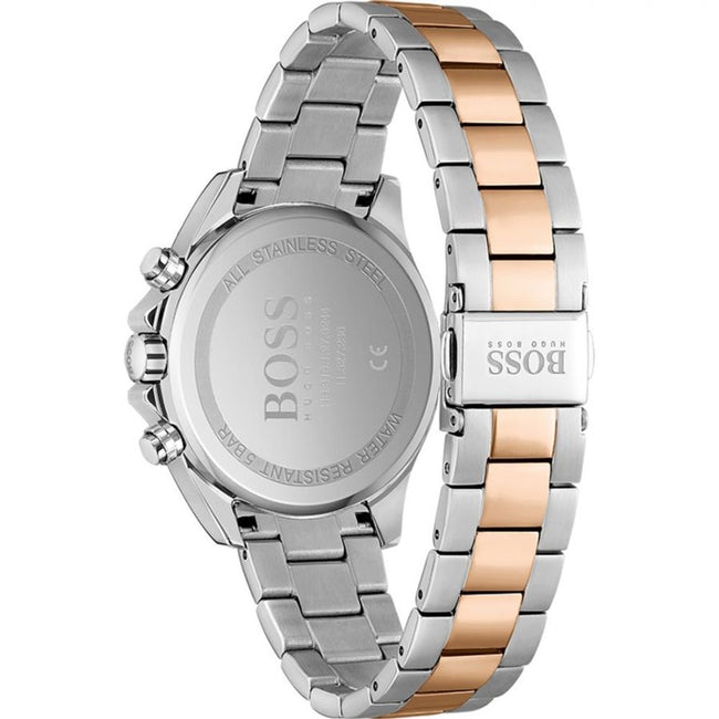Bicolor Stainless Steel WatchType of mechanism: QUARTZ.Display: ANALOGICAL.Material Of Case: STAINLESS STEEL.Colour Of Case: SILVER.Material Of Bracelet: STAINLESS STEEL.Colour Of Bracelet: AP.Dial Colour:GOLDEN.Glass type: MINERAL.Clousure: PRESSURE.Wate