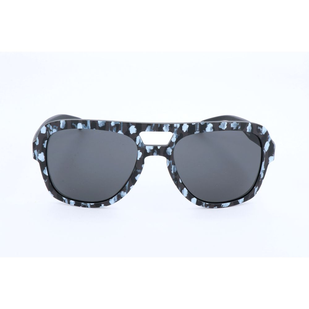 Schwarze Synthetik-Sonnenbrille mit roter Spiegelscheibe
