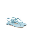 Blue Patent Leather Flip-Flop SandalsMiu Miu Azure Patent Leather Thong Sandal. Square toe, fully open front, T-Style and logo lettering on front. Thin leather outer sole and contrasting under heel in black. Composition: 100% Leather-Sku inside:24GIU41Blu