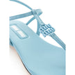 Blue Patent Leather Flip-Flop SandalsMiu Miu Azure Patent Leather Thong Sandal. Square toe, fully open front, T-Style and logo lettering on front. Thin leather outer sole and contrasting under heel in black. Composition: 100% Leather-Sku inside:24GIU41Blu