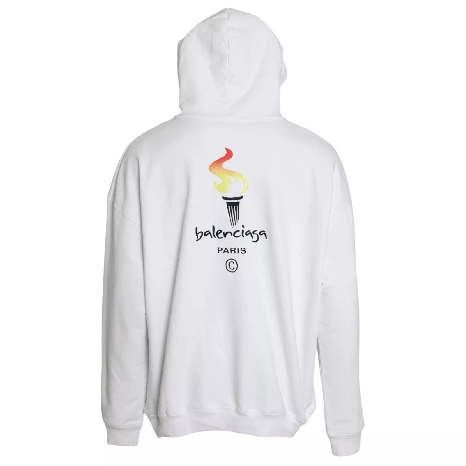 Pull oversize à capuche en coton blanc avec logo