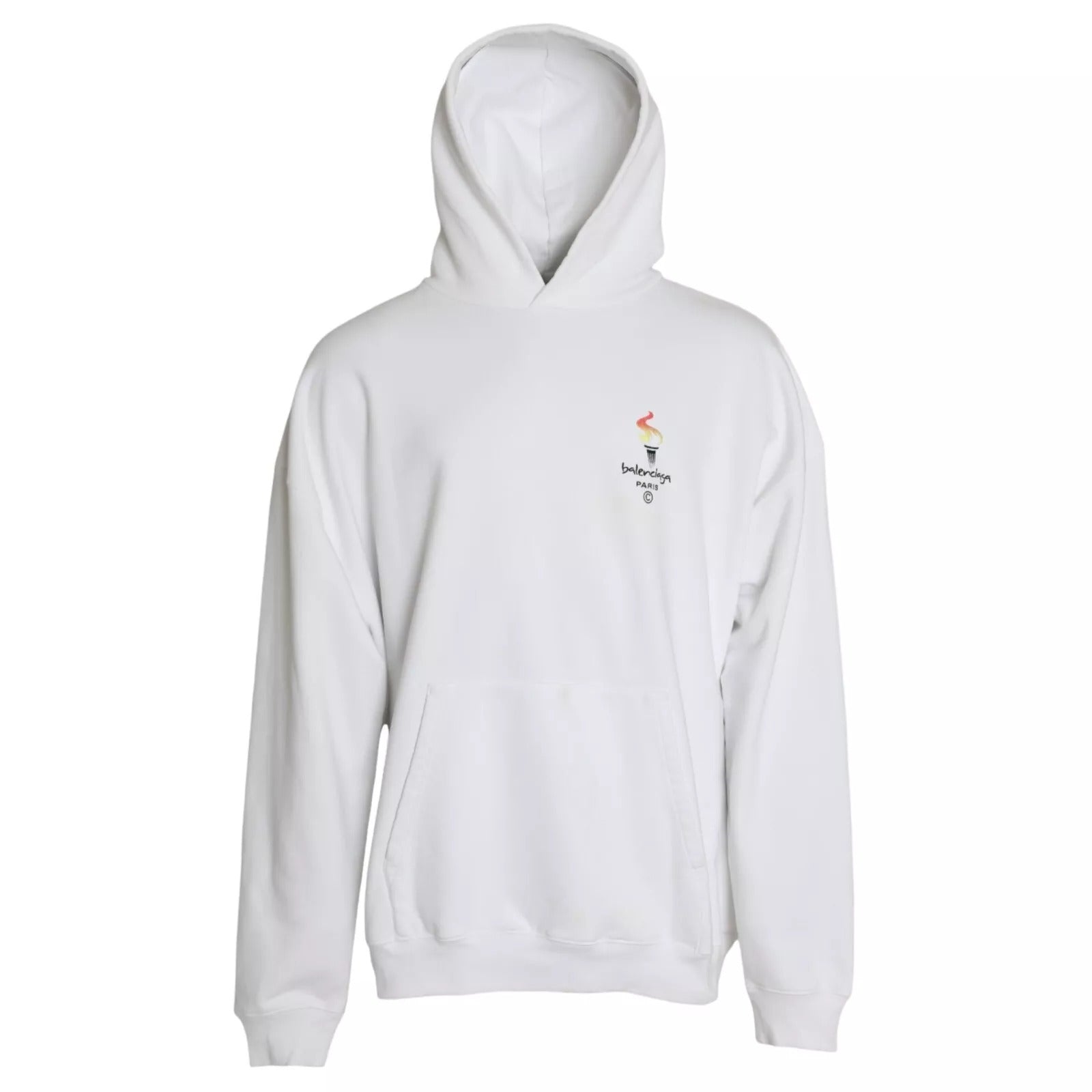 Pull oversize à capuche en coton blanc avec logo