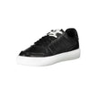 Black Polyester Men SneakerElevate your streetwear game with Calvin Klein’s latest sneakers, epitomizing the pinnacle of urban sophistication. Crafted for the modern man, these kicks feature a sleek black palette punctuated by bold contrasting details and