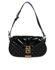 Black Calf Leather Quilted Shoulder Strap BagVERSACE Absolutely stunning, 100% Authentic, brand new VERSACE solid color, shoulder strap. Model: Shoulder bag Material: Calfskin Colour: Black Black inner lining with inside pocket Handle: Adjustable shoulder