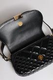 Black Calf Leather Quilted Shoulder Strap BagVERSACE Absolutely stunning, 100% Authentic, brand new VERSACE solid color, shoulder strap. Model: Shoulder bag Material: Calfskin Colour: Black Black inner lining with inside pocket Handle: Adjustable shoulder