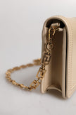 Beige Gold Chain Calf Leather Wallet Crossbody BagVERSACE Absolutely stunning, 100% Authentic, brand new VERSACE solid color, crossbody strap bag. Model: Crossbody bag Material: Calfskin Leather Color: Beige Black inner lining with inside pocket Handle: C