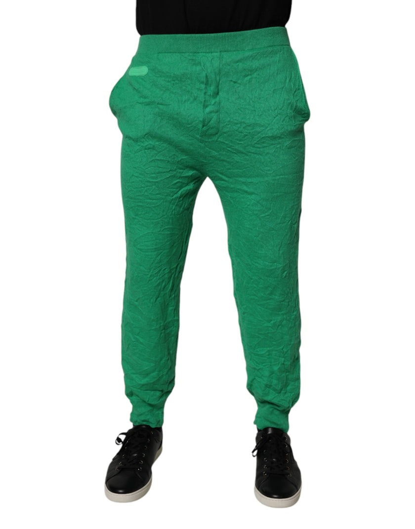 Green Cotton Elastic Waist Men Casual PantsDSQUARED2 Absolutely stunning, 100% Authentic, brand new with tags DSQUARED2 jogger pants. Model: Jogger pants Color: Green Material: Stretchable Fabric Logo Details Made in ItalyGreen Cotton Elastic Waist Men Ca