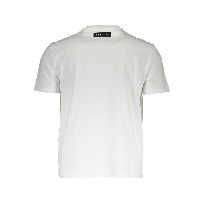 White Cotton Men T-ShirtExperience the ultimate blend of luxury and athleticism with Plein Sport’s impeccably crafted short sleeve t-shirt. A manifestation of bold style and quality, this crew neck tee makes a statement with its striking print and iconic