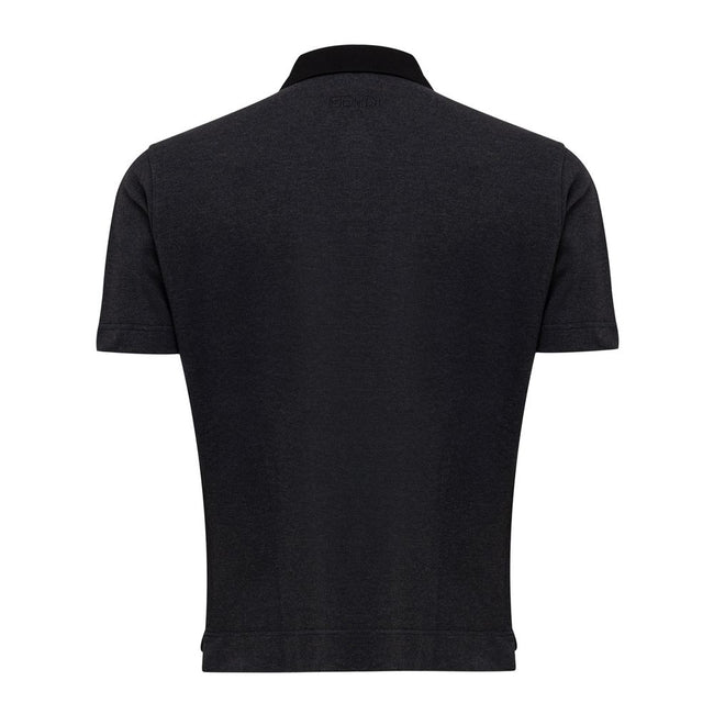 Black Cotton Polo ShirtFendi black short sleeve polo, small black writing with contrasting fluorescent yellow letter and tone-on-tone embroidered logo. Made In Italy SKU: 24OTT276Black Cotton Polo Shirt${tagsFendiAulae Black Cotton Polo Shirt FendiAulae B