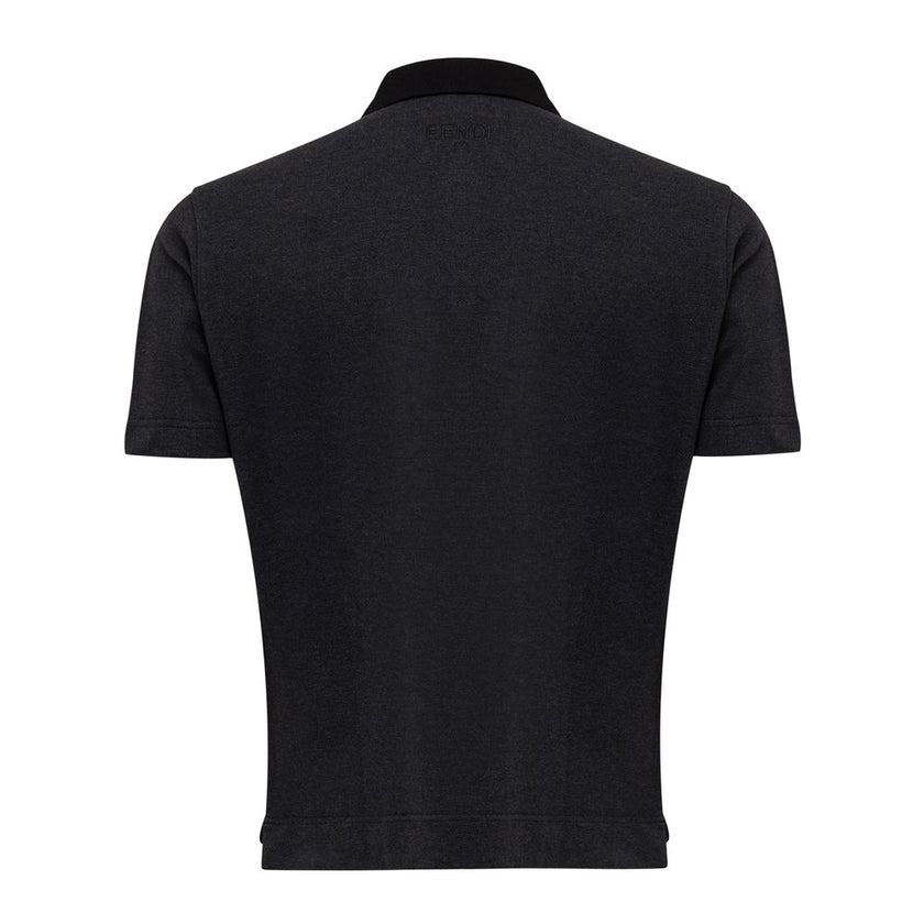 Black Cotton Polo ShirtFendi black short sleeve polo, small black writing with contrasting fluorescent yellow letter and tone-on-tone embroidered logo. Made In Italy SKU: 24OTT276Black Cotton Polo Shirt${tagsFendiAulae Black Cotton Polo Shirt FendiAulae B