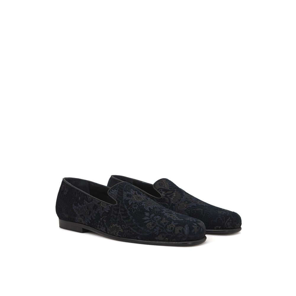 Blue Leather Slip-On LoafersEtro Jacquard Flower Print Loafers. Slightly rounded toe, allover flower print, tone-on-tone leather trim, leather insole with logo. Composition: 52% Viscose, 36% Polyester, 12% Modal. Inner sku: 24SET40Blue Leather Slip-On Loa