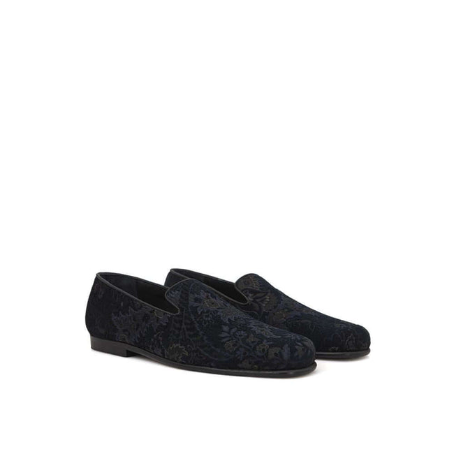 Blue Leather Slip-On LoafersEtro Jacquard Flower Print Loafers. Slightly rounded toe, allover flower print, tone-on-tone leather trim, leather insole with logo. Composition: 52% Viscose, 36% Polyester, 12% Modal. Inner sku: 24SET40Blue Leather Slip-On Loa