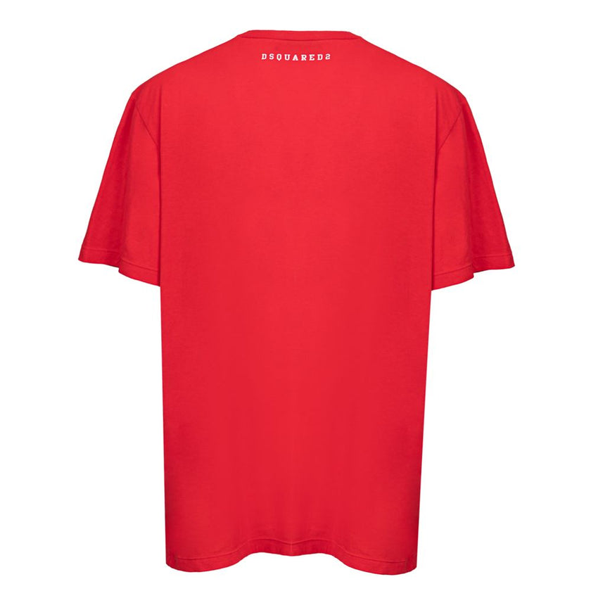 Red Cotton T-ShirtDsquared2 Overfit T-shirt in Red Cotton with Front Print. Crew neck, short sleeves, front print ‘Dean Crew’ in white, back contrasting printed logo. Overfit fit. Composition: 100% Cotton. Inner Sku: 24SET07Red Cotton T-Shirt${tagsDsquare