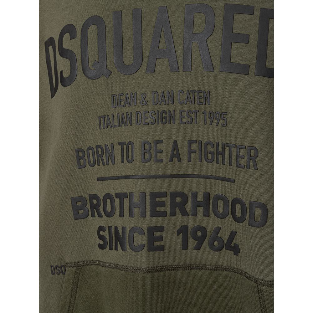 Green Cotton Oversized Sweatshirt with Logo