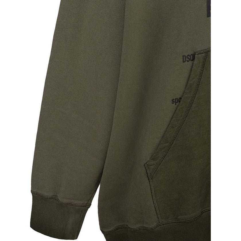 Green Cotton SweatshirtDsquared2 Logo Oversized Sweatshirt. Made of green cotton with contrasting black rubberized logo and lettering on front. Front pocket. Over fit. Composition: 100% Cotton. Inner Sku: 24SET08Green Cotton Sweatshirt${tagsDsquared²Aulae