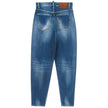 Blue Cotton High-Waisted JeanDsquared2 High Waist Sasoon Jeans. Medium wash, semi-stretch fabric, zipper and button front fastening, fabric logo tag on flap, five pockets, leather ‘1964’ tag on back. Ankle length. Composition: 92% Cotton, 8% Elastane-Sku