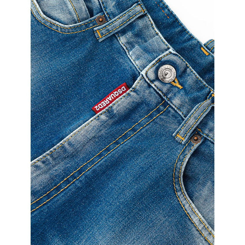 Blue Cotton High-Waisted JeanDsquared2 High Waist Sasoon Jeans. Medium wash, semi-stretch fabric, zipper and button front fastening, fabric logo tag on flap, five pockets, leather ‘1964’ tag on back. Ankle length. Composition: 92% Cotton, 8% Elastane-Sku