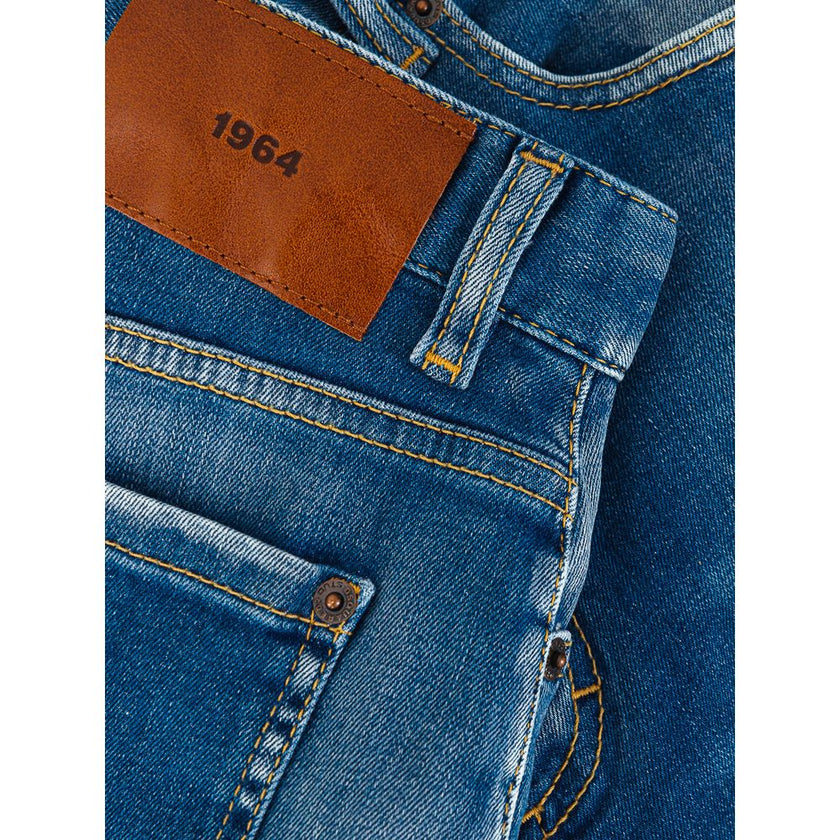 Blue Cotton High-Waisted JeanDsquared2 High Waist Sasoon Jeans. Medium wash, semi-stretch fabric, zipper and button front fastening, fabric logo tag on flap, five pockets, leather ‘1964’ tag on back. Ankle length. Composition: 92% Cotton, 8% Elastane-Sku