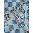 Blue Cotton Relaxed Fit JeansDsquared2 Damier Wash San Diego Check Jeans. Check printed fabric with washed effect, button fastening, logo tag on fly, five pockets. On the back leather tag with engraved tone-on-tone logo. High waist, relaxed fit. Compositi