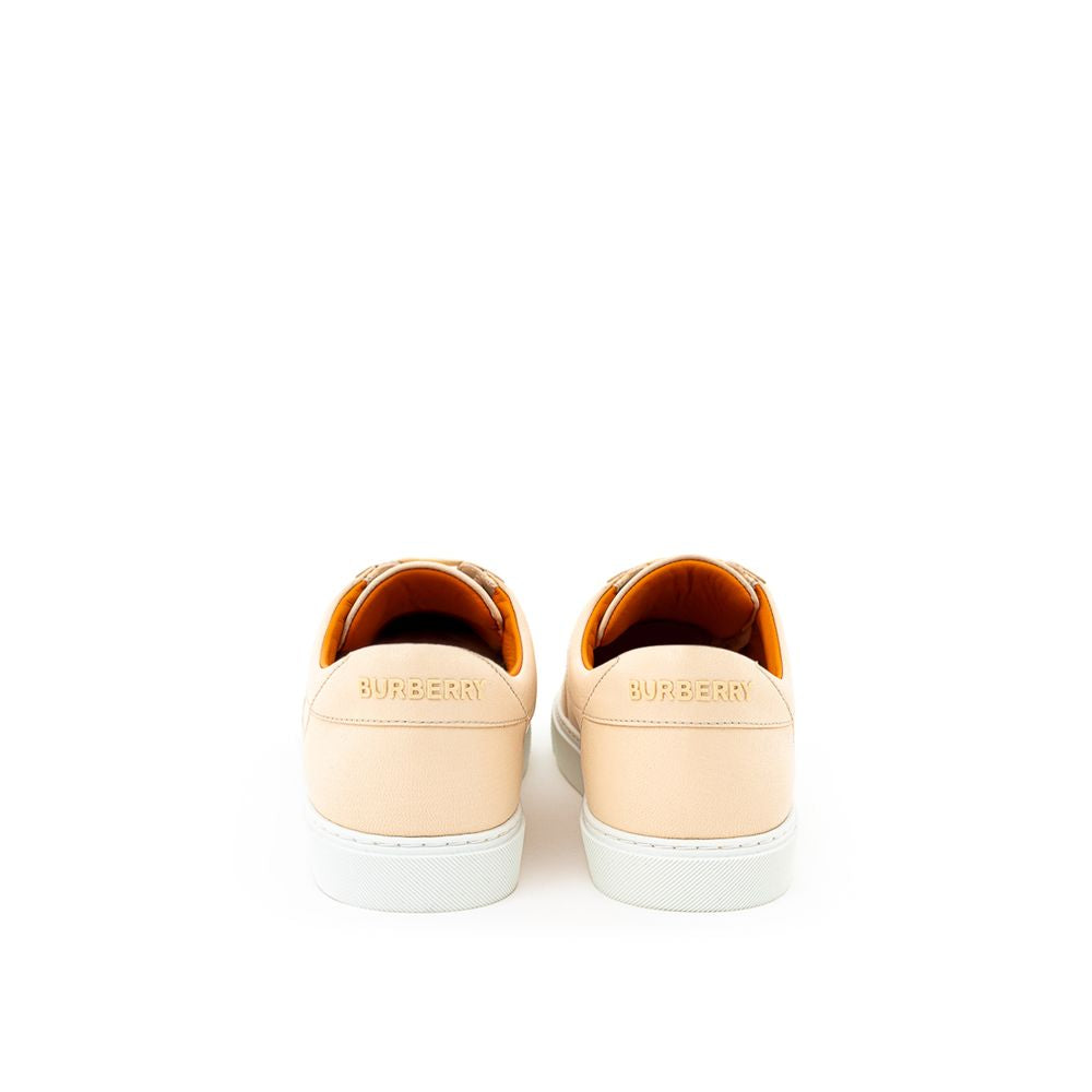 Pink Leather Low Top Sneakers with White Rubber Sole
