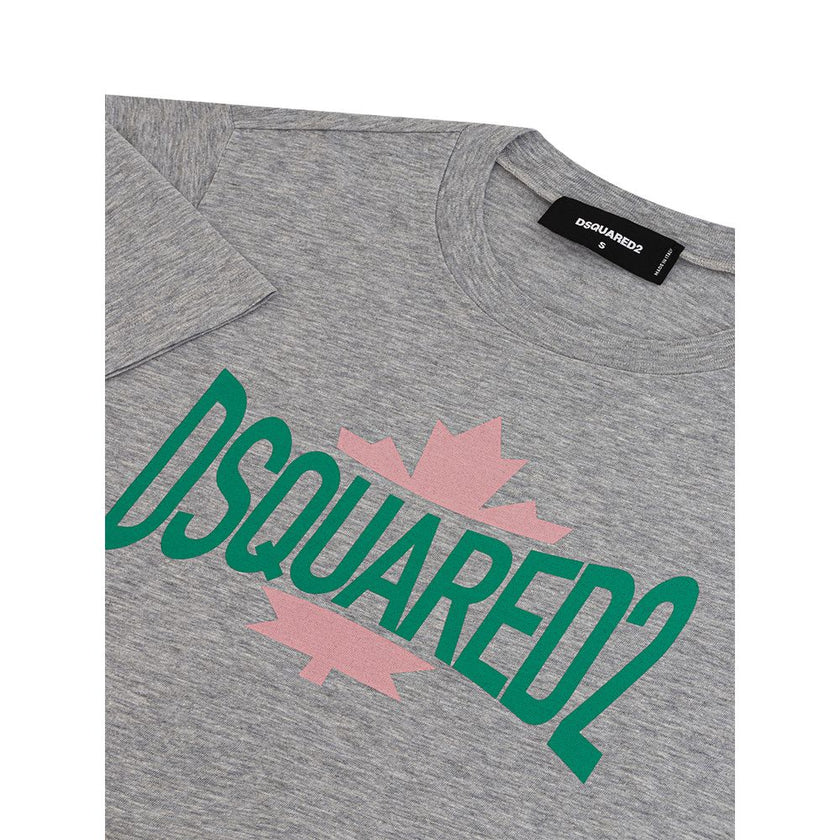 Chic Gray Cotton Tee for the Modern WomanExude effortless style with this versatile and comfortable gray tee by Dsquared². Crafted from high-quality cotton, this top is a testament to casual luxury and Italian craftsmanship. Perfect for those seeking a bl