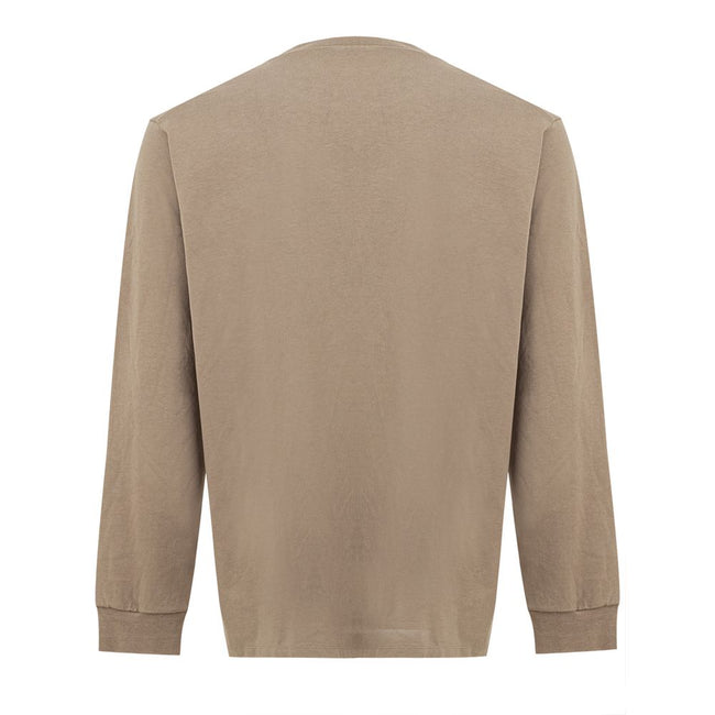 Beige Cotton T-ShirtLong-sleeved T-Shirt with Dsquared2 logo. In beige cotton, crew neck, long sleeves contrasting black rubber logo on the side, maxi front pocket, slits on the sides, over fit. Composition: 100% Cotton-Sku inside:24MG03Beige Cotton T-Shi