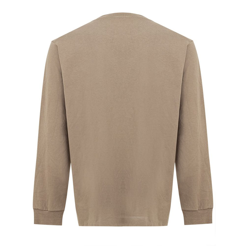 Beige Cotton T-ShirtLong-sleeved T-Shirt with Dsquared2 logo. In beige cotton, crew neck, long sleeves contrasting black rubber logo on the side, maxi front pocket, slits on the sides, over fit. Composition: 100% Cotton-Sku inside:24MG03Beige Cotton T-Shi