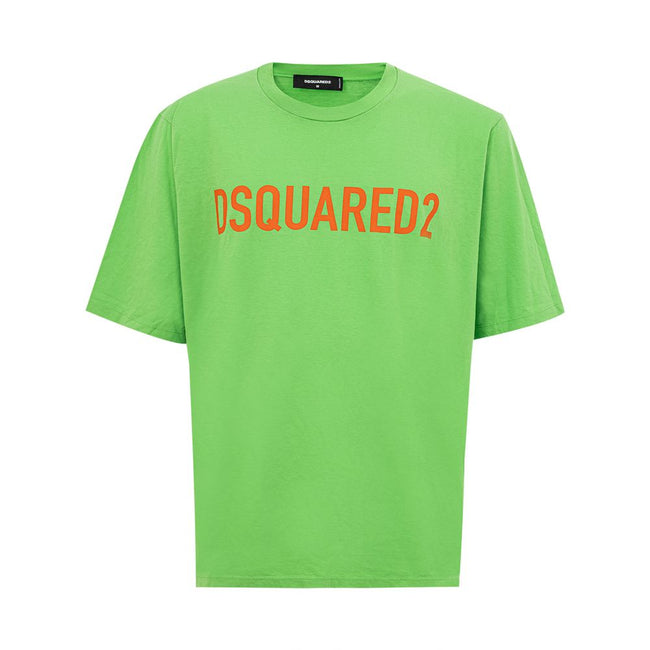 Electric Green Cotton Tee for MenIntroducing the exclusive Dsquared² Electric Green Cotton T-Shirt, a perfect blend of luxury and casual style. Crafted with the finest cotton sourced from Italy, this tee typifies modern elegance with a bold pop of color.