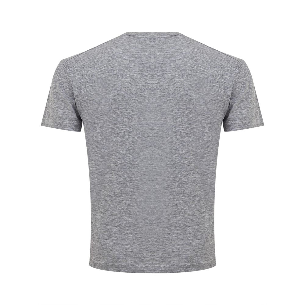 Grey Cotton T-Shirt with Black Logo Print