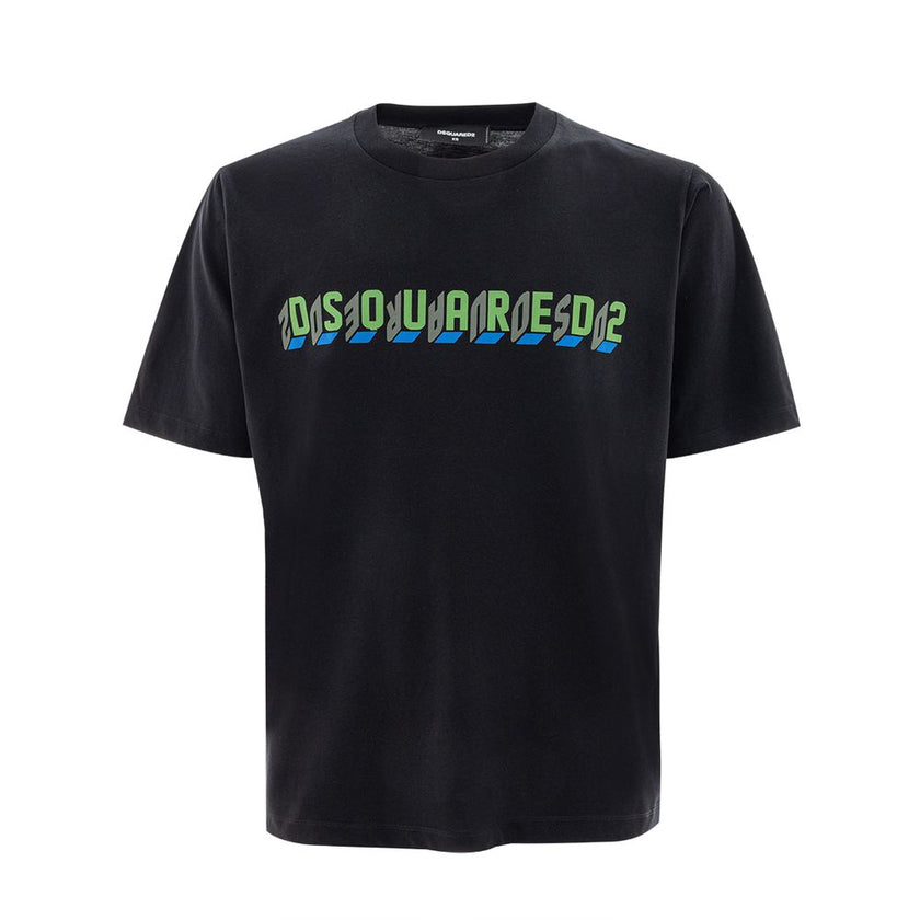 Black Cotton T-ShirtT-Shirt Over with Dsquared2 Logo. Crew neck, short sleeves, over fit. Front logo print in green/blue. Composition: 100% Cotton-Sku inside:24MG49Black Cotton T-Shirt${tagsDsquared²Aulae Black Cotton T-Shirt Dsquared²Aulae Black Cotton T
