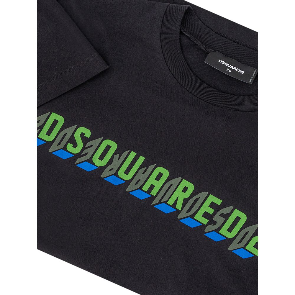 Black Cotton T-ShirtT-Shirt Over with Dsquared2 Logo. Crew neck, short sleeves, over fit. Front logo print in green/blue. Composition: 100% Cotton-Sku inside:24MG49Black Cotton T-Shirt${tagsDsquared²Aulae Black Cotton T-Shirt Dsquared²Aulae Black Cotton T