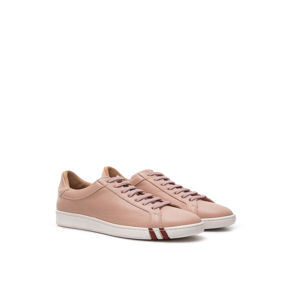 Pink Leather Low Top SneakersBally Pink grained leather sneakers. Front lace-up with tone-on-tone laces, leather tag with stitched logo on tongue, rubber outsole with engraved logo on back, contrasting iconic inserts engraved on both sides of shoe. Compos