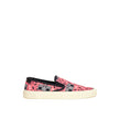 Pink Cotton Platform SneakersPink Canvas Slip-On with Radio Print Saint Laurent. Venice slip-on in pink cotton canvas with allover print, white rubber sole, round toe, black leather back tab with logo. Printed logo on the back of the sole. Sole height: 3