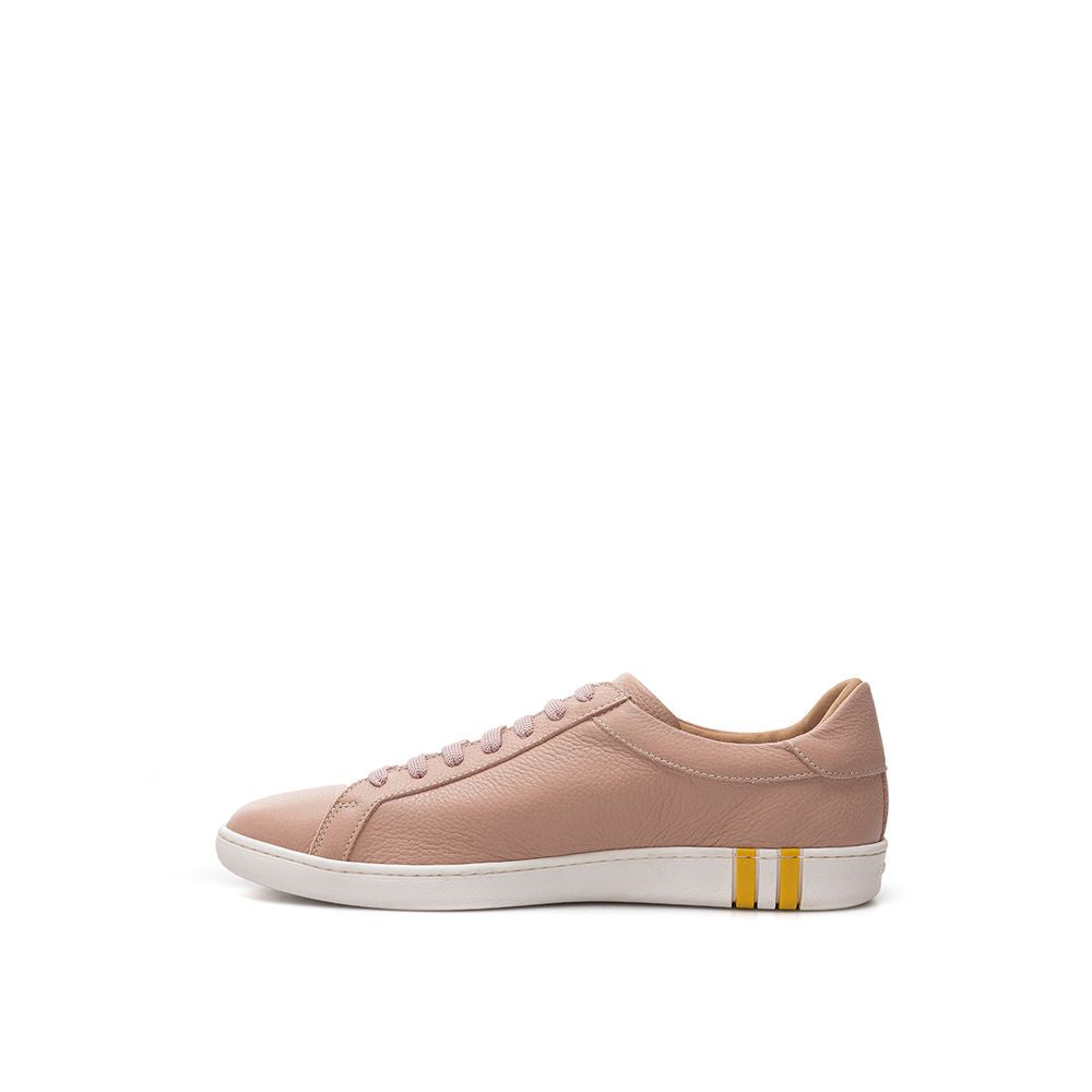 Baskets basses roses en tissu et cuir