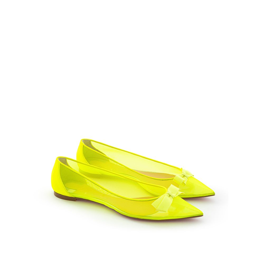 Sunshine Yellow Mesh Flat EleganceStep into a ray of sunshine with these exquisite mesh flats that epitomize grace with a vibrant twist. Crafted by the prestigious Christian Louboutin, these flats are a true testament to impeccable style and unparalleled