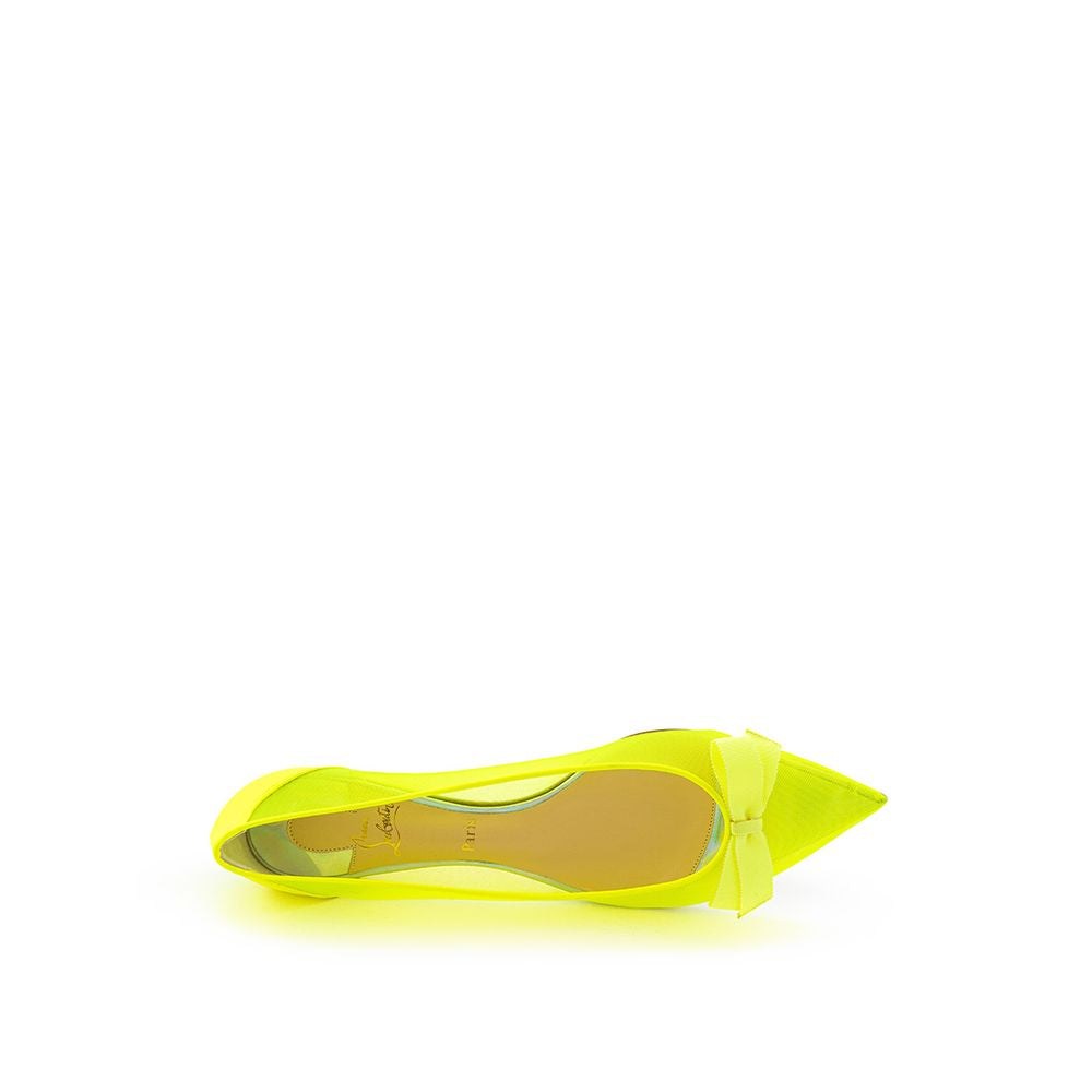 Sunshine Yellow Mesh Flat EleganceStep into a ray of sunshine with these exquisite mesh flats that epitomize grace with a vibrant twist. Crafted by the prestigious Christian Louboutin, these flats are a true testament to impeccable style and unparalleled