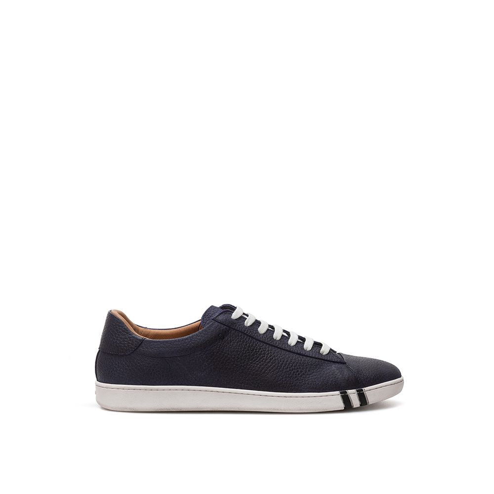 Elegant Blue Leather Sneakers For MenStep out in style with these impeccably crafted blue leather sneakers from Bally. Designed for the discerning gentleman who appreciates luxury, comfort, and elegance in their footwear. These sneakers are a sublime blen