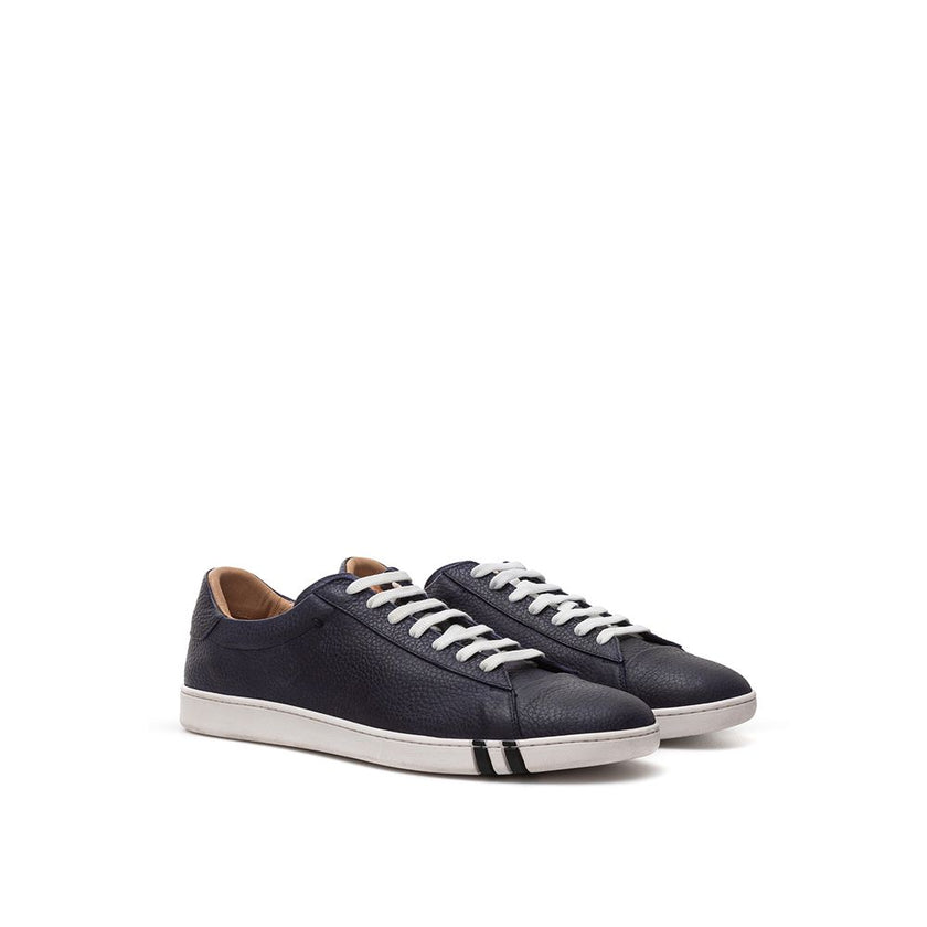 Elegant Blue Leather Sneakers For MenStep out in style with these impeccably crafted blue leather sneakers from Bally. Designed for the discerning gentleman who appreciates luxury, comfort, and elegance in their footwear. These sneakers are a sublime blen