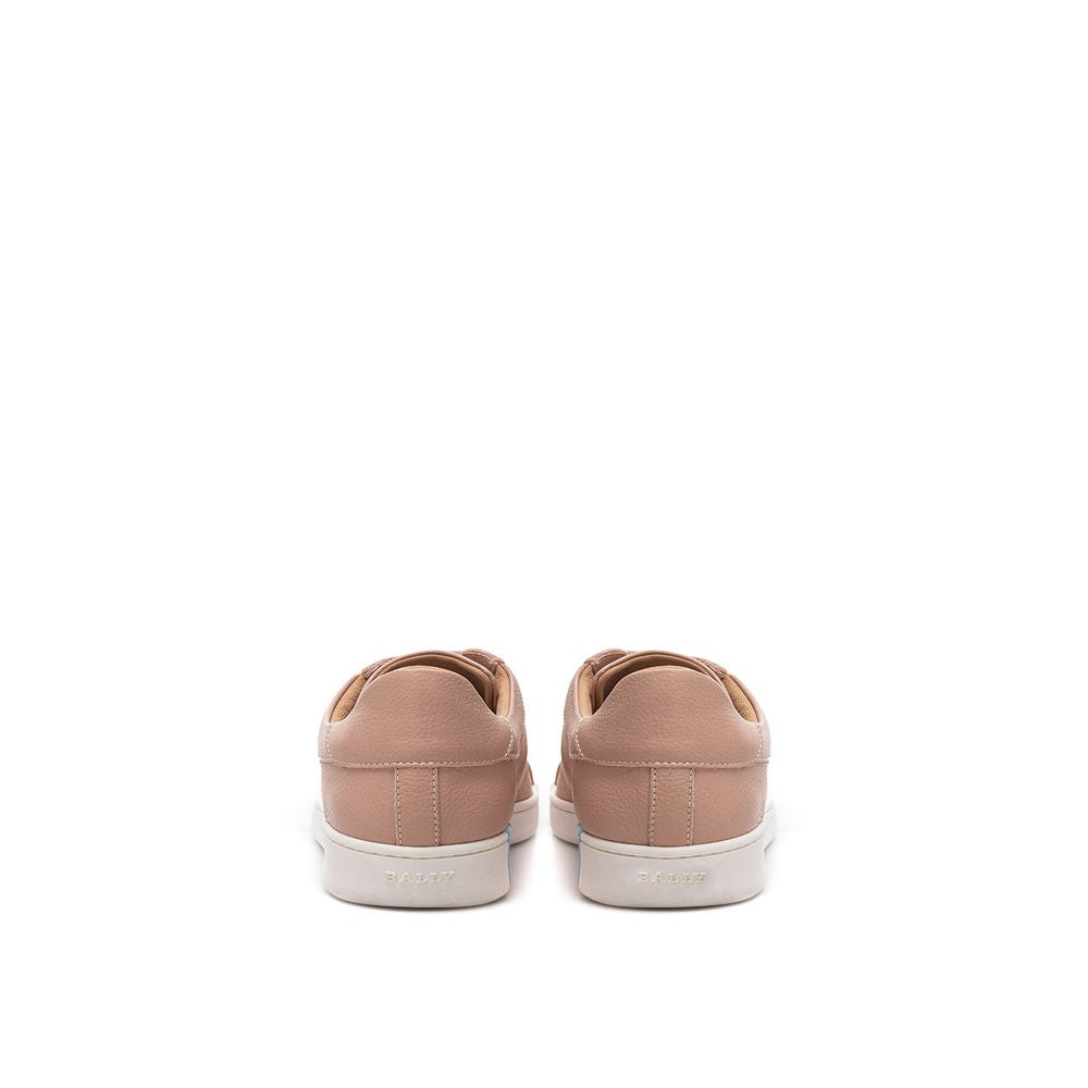 Pink Leather Low Top Sneakers with Signature Logo