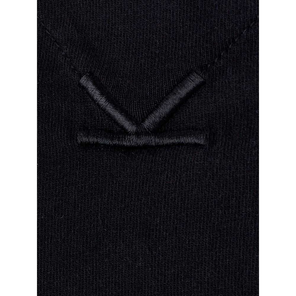Black Cotton T-Shirt with Multicolor Print & Embroidered Logo
