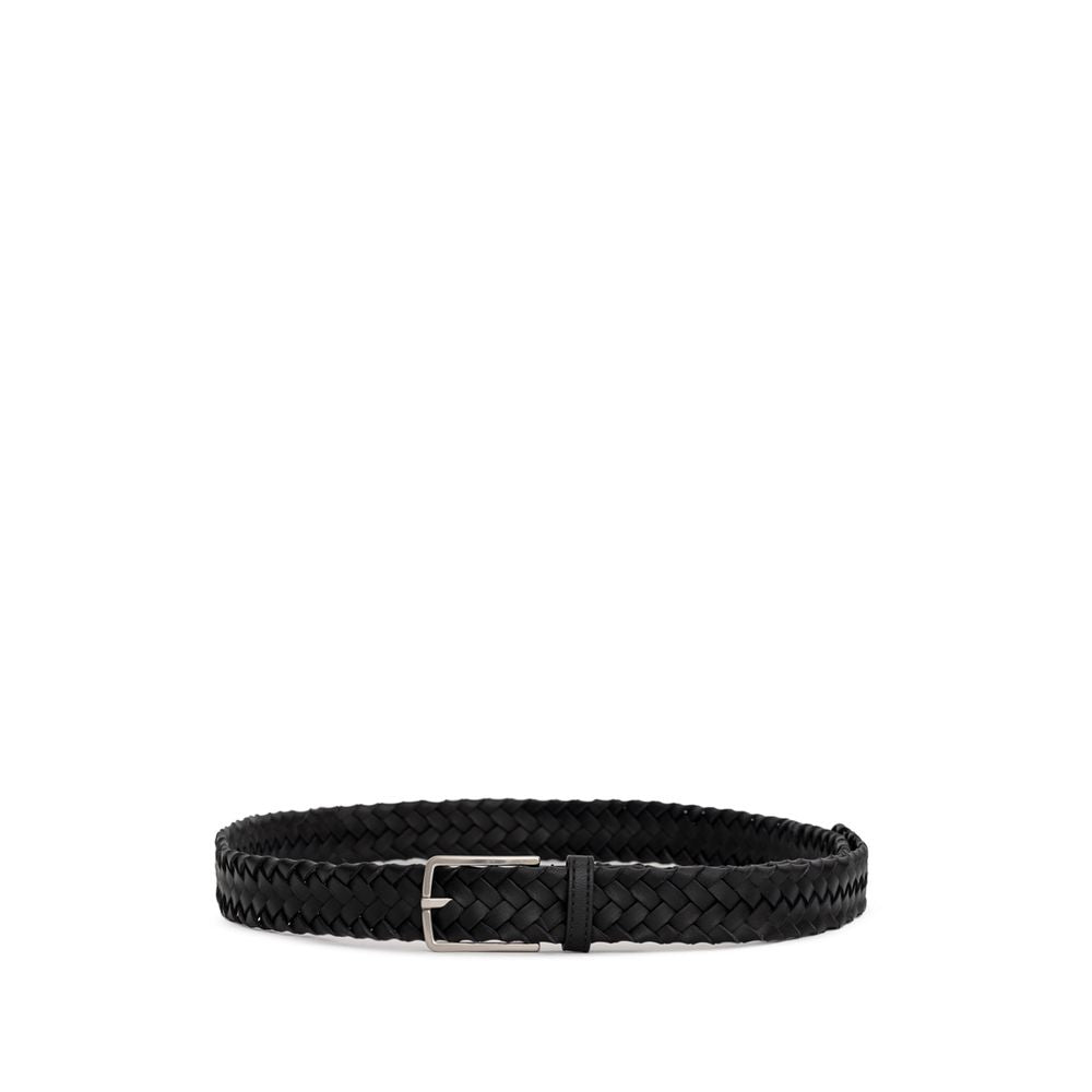 Black Leather Regular BeltPadded Leather Belt Intrecciato Motif Bottega Veneta. Closure with satin steel buckle with loop, woven leather. Composition: 100% Leather Internal SKU: 25MAR56 Brand SKU: 797776V0018Black Leather Regular Belt${tagsBottega VenetaA