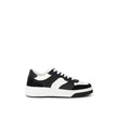 Black And White Leather Athletic SneakersDsquared2 Leather Bumper Sneakers. Front fastening with white laces, in white and black leather with black suede inserts on the front and back. Contrasting maple logo printed on the back, high white rubber sole and