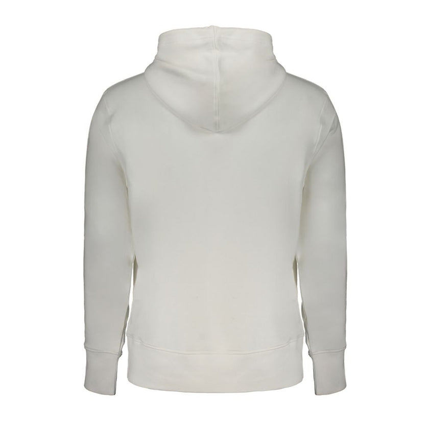 White Cotton Men SweaterElevate your casual ensemble with Calvin Klein’s pristine white hooded sweatshirt. This piece redefines effortless chic, combining comfort with the luxury of regenerative cotton. Its brushed texture and central pocket merge practic